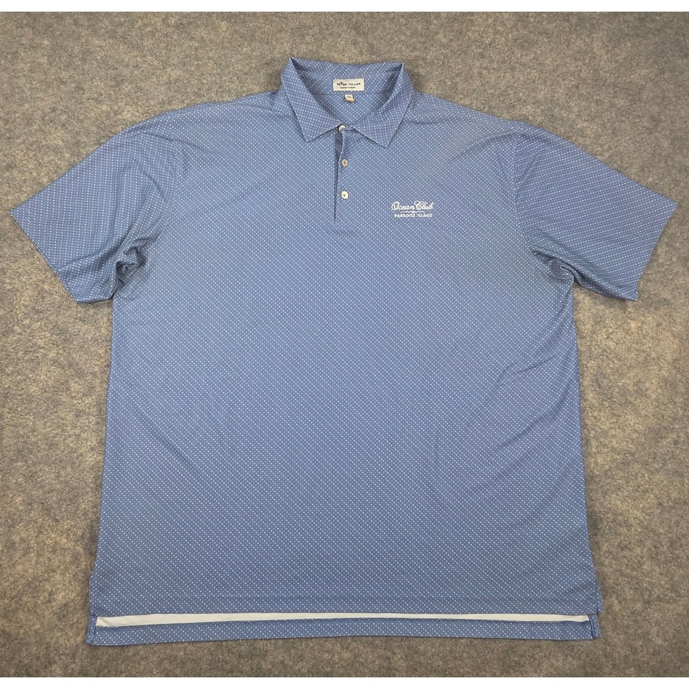 Peter Millar Summer Comfort Polo Shirt XXL Blue Dot Ocean Club Paradise Island